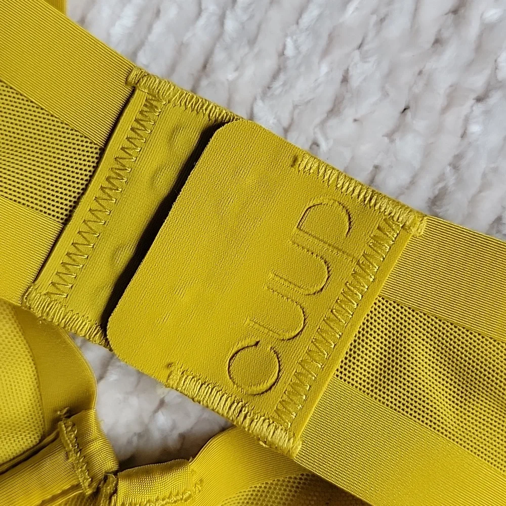 💗  CUUP The Plunge Mesh Underwire UW Bra Yellow Sun 34F 34DDD New - Picture 5 of 10